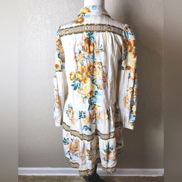 Anthropologie Panel Print Long Sleeve Floral Mini Shirt Dress Size XS - Picture 3 of 7